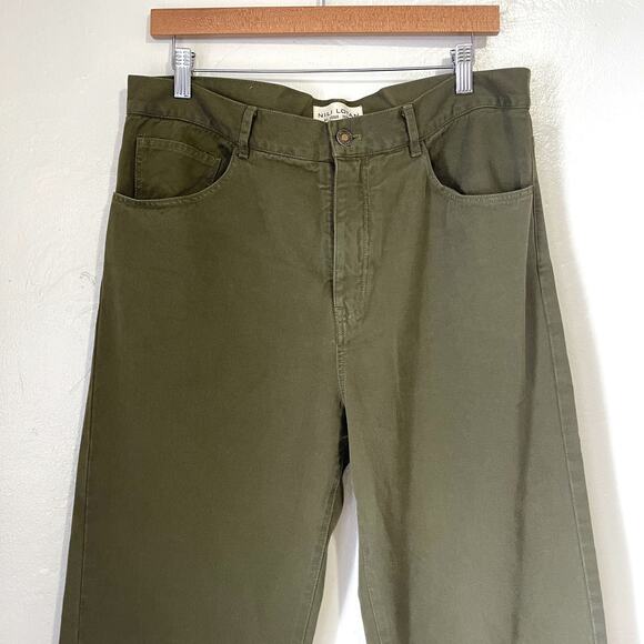 NILI LOTAN Mitchell High Rise Straight Leg Jeans in Army Green Size 10 - Picture 5 of 13
